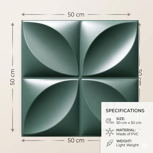 Image of Kayra Decor Wall Panels for Bedroom Butterfly Design Olive Green Color 19.7 inch x 19.7 inch (Pack of 12) - Covers 32.34 Sq. Ft.