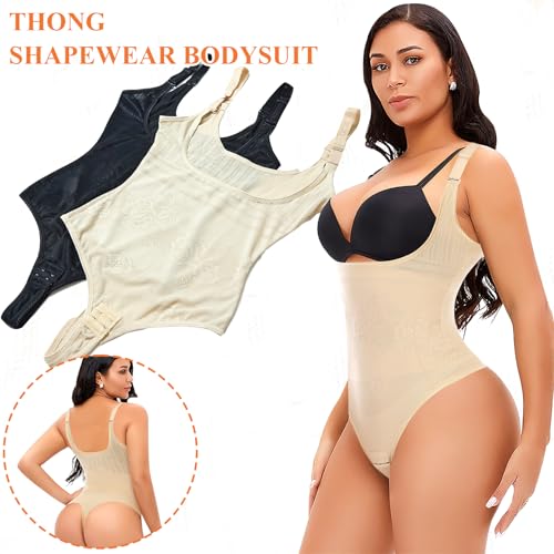 Image of Thong Shapewear Bodysuit for Women Tummy Control Open Bust Body Shaper | Light Tummy Control Thong Bodysuit,Slimming Body Shaper Slimmer,Shaping Bodysuit Thong Girdle