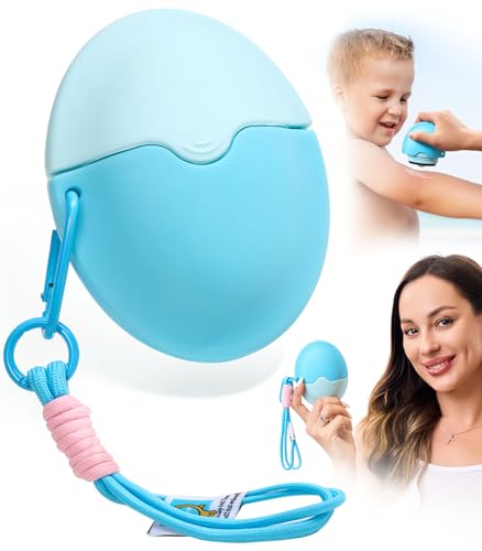 Image of Sunscreen Applicator for Kids, Adults & Families - BPA Free & Refillable, Travel & Ourdoor Sunblock Buddy Brush Set with Protective Caps, Sun Lotion Applicator Sun Cream Brush (Blue)