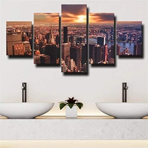 Tableau 5 pièces New York pour une décoration murale de salon urbain chic