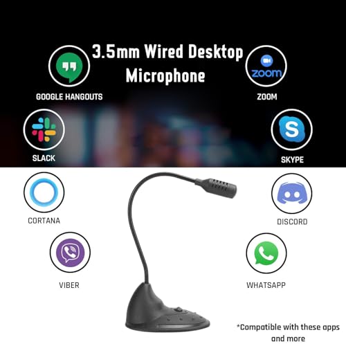 Image of PremiumAV 3.5mm Wired Desktop Microphone - Flexible Gooseneck Noise-Cancelling Mic for PC, Laptop, Gaming, Online Classes, Voice Recording, Video Calls, Podcast & Meetings (Black)