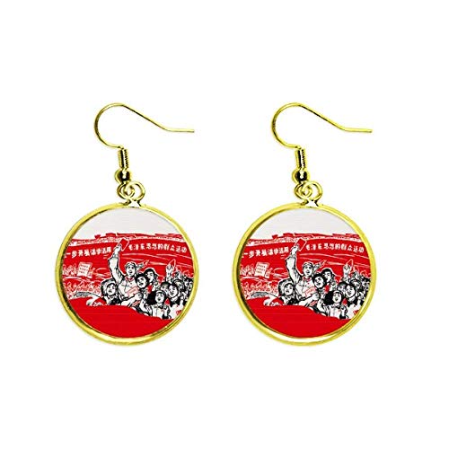 Antologia Ear Dangle Golden Drop con esmalte fino y baño de oro inspirado en iconografía histórica
