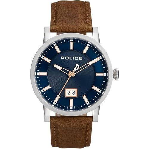 Police Collin Men's Blue Dial Leather Band Watch - P 15404JS
