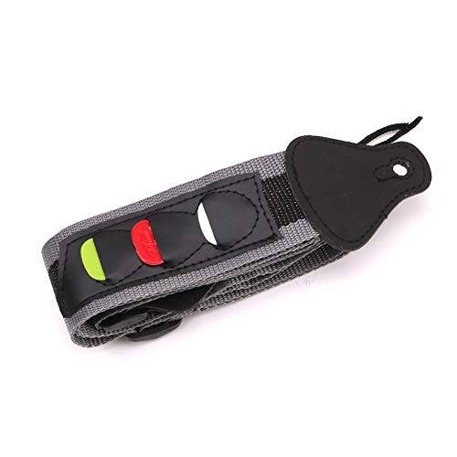 Correa eléctrica ajustable para guitarra con 3 portapúa de púa extremos cuero PU acústica y bajo...