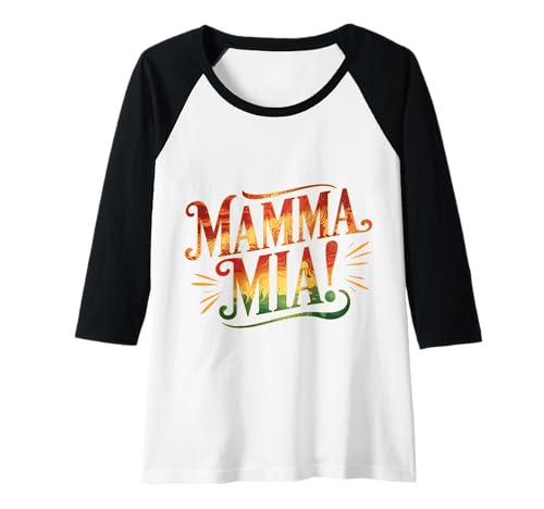 Mujer Mamma Mia Retro Vintage Grito Diseño Camiseta Manga Raglan