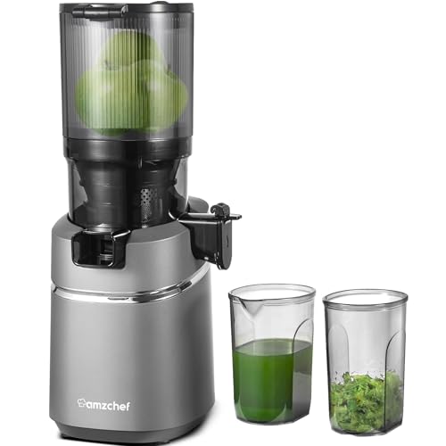 AMZCHEF Cold Press Juicer, 5.8" Wide Mouth Hopper for Whole Recipe Loading