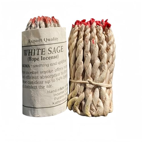 Fay Bless Incienso hecho a mano de cuerda de Nepal, 2 paquetes (salvia blanca)