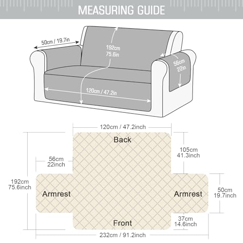 Image of TAOCOCO Sofa Covers 2 Seater,Settee Covers,Non Slip Sofa Covers,Sofa Slipcovers,Pet Couch Covers,Washable Sofa Protectors for Dogs(Pale Grey)