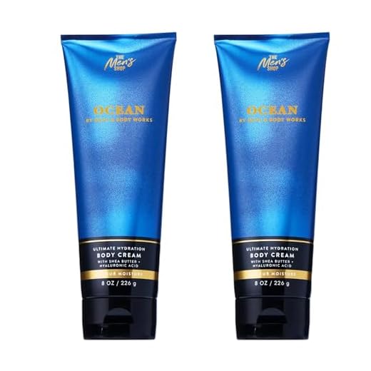 Bath & Body Works Men’s Body Cream, Ocean Scent, Ultimate Hydration Moisturizer with Shea Butter & Hyaluronic Acid for Dry Skin, Coastal Air & Cypress Scent, 8 oz - 2 Pack