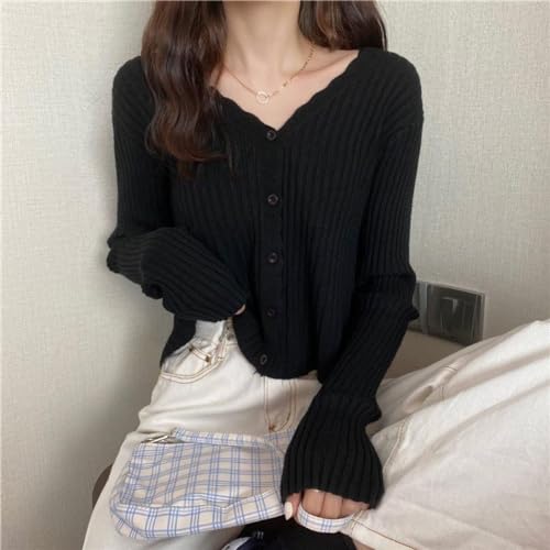 Slim Long Sleeve Chunky Knitted Cardigans Tops Trendy Button Down Sweater3