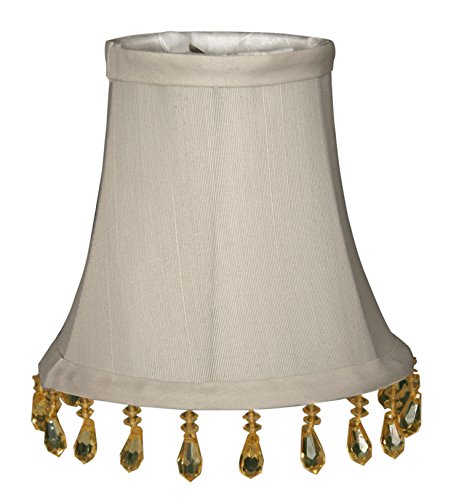 Royal Designs Beaded Bell Chandelier Clip on Lamp Shade, Grey, 3