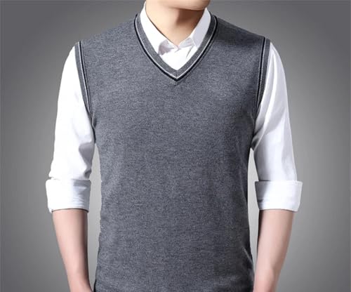 Mens Sweater Vest Wool Knitted V Neck Knit Vest Solid Sleeveless Pullover Soft Tops3