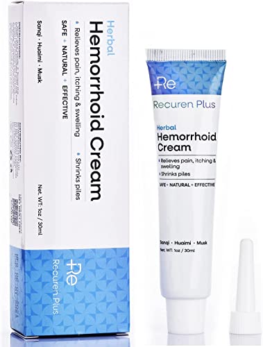 Recuren Plus Hemorrhoids Treatment Hemorrhoid & Fissure Cream Fast Acting Hemorrhoid Cream and Healing Formula for Itching Swelling Bleeding Burning and Maximum Pain Relief 30g 1pack