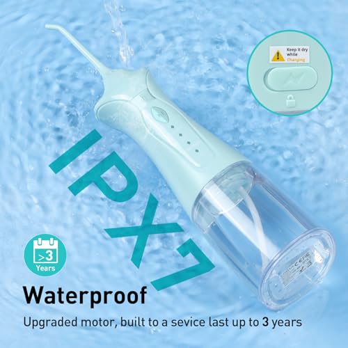 image for COSLUS Water Dental Flosser Pick for Teeth: 4 Modes Cordless Portable 