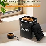 SUPPUIMNT Katzenfutter Aufbewahrung aus Metall mit 6 Liter, Fassungsvermögen inkl Schaufel und luftdichtem Deckel,für Trockenfutter (Farbe: Schwarz)