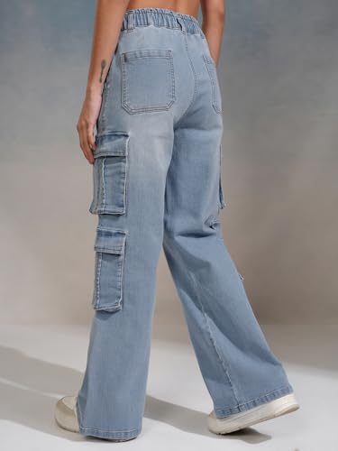 Image of Tokyo Talkies Women Cargo Jeans | Straight fit