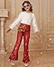 Teen Girls Red Pants Bell Bottom Sequin Pants Glitter Christmas Trousers Size 14