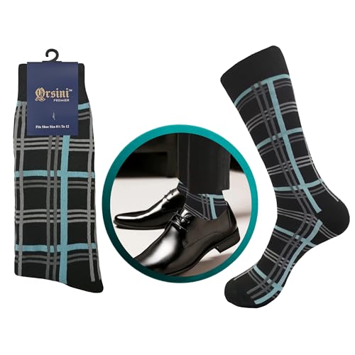 LIGHT BLUE Color Dress Socks Cotton 3 Pairs Formal & Casual Stripes 10-132