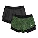 icyzone Running Yoga Shorts For Women - Activewear Workout Exercise Athletic Jogging Shorts 2-in-1 (Black Heather/Green Heather, M)