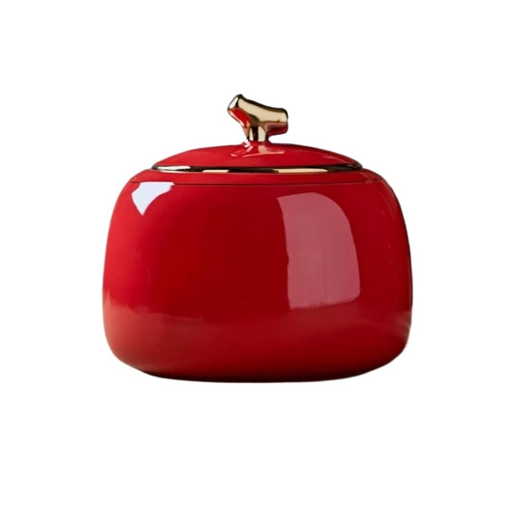 CHENGAIJIAN Tea Canister Ceramic Tea Caddy Storage Container Tins Jar with Airtight Lid Tank 800ML(Red)