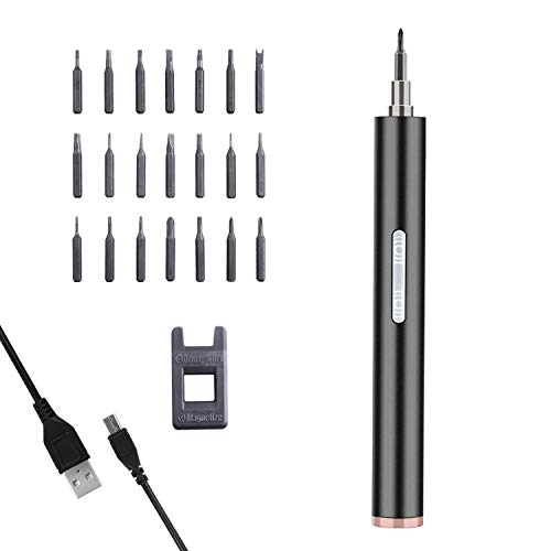 Mksutary Electric Screwdriver, Portable Precision Screwdriver USB Rechargeable Multi-Function Repair Tool kits Cordless Power Screwdriver with 21 Precision Bits and Magnetizer