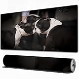 EOMKSE Mauspad Verlängertes großes Mauspad Schreibtischauflage,genähte Kanten Mauspad,Gummibasis,Boston Terrier auf der Hundeausstellung,Gaming-Mauspad,30x80 cm