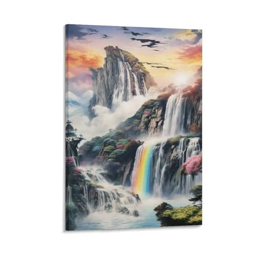 Cascade pays des merveilles impression sur toile déco murale moderne maison 30x45