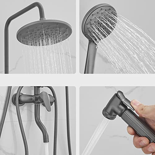 Douche à effet de pluie avec ensemble de douche gris en laiton complet