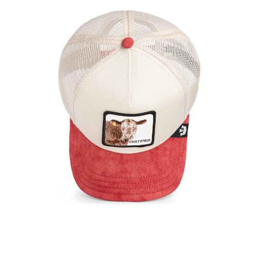 Image of Goorin Bros. The Farm Unisex Original Adjustable Snapback Trucker Hat, Red (The Certified Cow), One Size