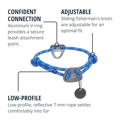 RUFFWEAR Knot-a-Collar mittelgroßes Hundehalsband, Kletterseil, verstellbar und stark für Spaziergänge mit dem Hund, Größe M (36–50 cm), Blauer Pool