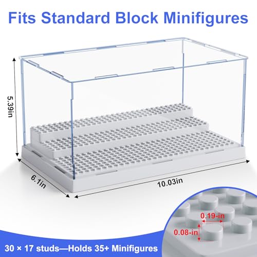 Image of Mlikero Display Case for Minifigures Action Figures Blocks, Removable Minifigure Display Case Box Storage for Collection Bricks Blocks Toys, Grey