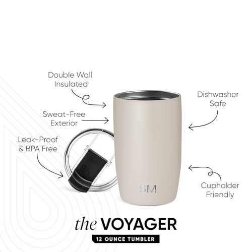 Simple Modern Thermobecher Kaffeebecher to go mit Klappdeckel | Isolierter Edelstahl-Kaffeebecher | Geschenke für Frauen und Männer… – Ansicht 2