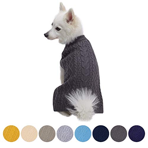 Blueberry Pet Meisterhaftes Klassisches Zopfmuster Rauch grau Hundepulli, Rückenlänge 41cm, Einzelpackung Hundebekleidung