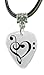 Black & White Treble & Bass Clef Heart Guitar Pick Necklace (GP001c)