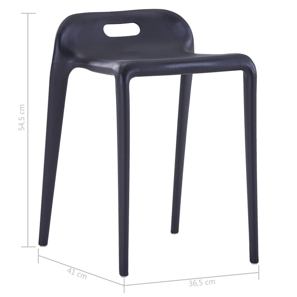 Sgabelli impilabili, 4 pezzi, nero, in plastica PP, design leggero, 36,5 x 41 x 54,5 cm, robusti, per cucina, sala da pranzo, interni ed esterni, salvaspazio