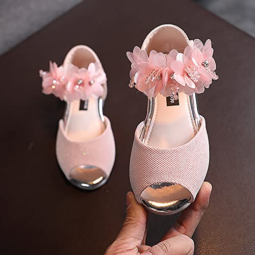 Girls Rhinestone Flower Shoes Low Heel Flower Wedding Party Dress Pump Shoes Princess Mary Jane Shoes for Toddler Girls2