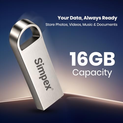 Image of Simpex (16 GB 2.0V) Metal Body 16GB USB Flash Drive, High Speed Read & Write Pen Drive, Magnetic, X-Ray & Temperature Resistant, Compatible with Windows & Mac OS