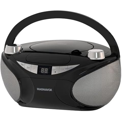 Magnavox MD6949 Portable Top Loading CD Boombox with AM/FM Stereo Radio and Bluetooth Wireless Technology in Black | CD-R/CD-RW Compatible | LED Display | (Black) Cover