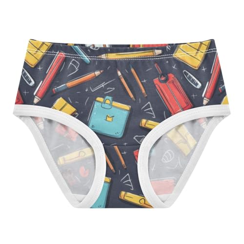 ZZKKO Blackboard Notebooks Pens Girls Underwear Toddler Panties for Girls Comfort Brief Size 8Y