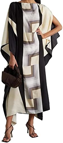 Lounge Wear Printed Softy Silk Kaftan for Women Modest Wear,Caftan for Women, Kaftan Lounge Wear,Minimalist Kaftan Wedding Dress,Caftan 5612 White