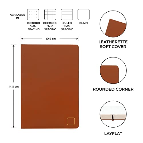 Image of NEORAH - A6 Notebook SOFT COVER | Journal REFILL | Unruled Notebook Journal | 110 GSM | 160 pages (Size 14.8 cm x 10.5 cm) Planner Journaling Writing Note Taking Diary- BROWN