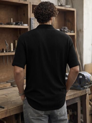Image of Noble Monk Men's Solid Casual Shirt | Half Sleeve | Regular Fit | Polo Shirt for Men