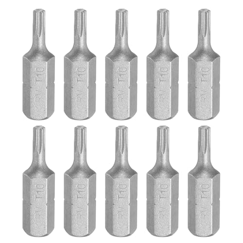 HARFINGTON 10pcs Torx Screwdriver Bit 1/4 Hex Shank T10 Head 1 Length CR-V Steel 6 Point Security Drill Bits for Repair Work Electric Screw Driver