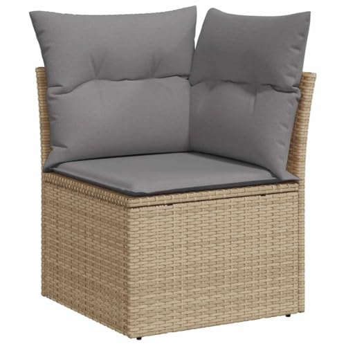vidaXL Garten Ecksofa mit Kissen, Outdoor Sofa mit abnehmbarem waschbarem Bezug, Gartensofa mit abnehmbarem waschbarem Bezug, Gartencouch Gartenmöbel, Beige Poly Rattan