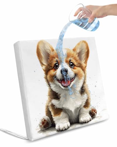 2 Pack Funny Puppy Waterproof Cushion Covers with Ties, Outdoor Patio Chaise Lounge Chair Seat Cushion Slip Covers Replacement(Only Cover) Modern Simple Cute Dog Animal Portrait 22