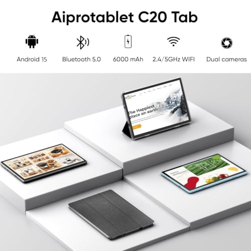 Image of COLORROOM Tablet 10 inch Android 15 Tablets, 12GB+64GB /1TB Expand, Quad-Core Processor, 1280x800 Touch Screen Display, WiFi 5, Dual Cameras, 6000mAh Battery
