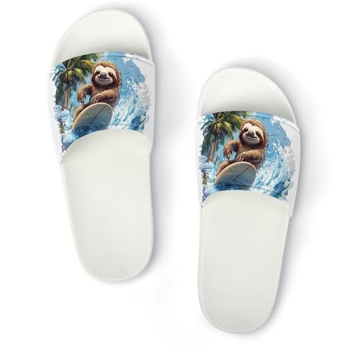 Skateboarding Sloth Funny House Sandals Non Slip Shower Slippers Quick Drying Bathroom Shoes for Women Men