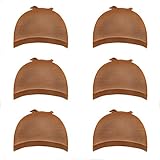 6 Pack Brown Wig Caps Skin Tone Color Stretchy Close End Wig Caps for Women (Dark Brown 6 Pack)