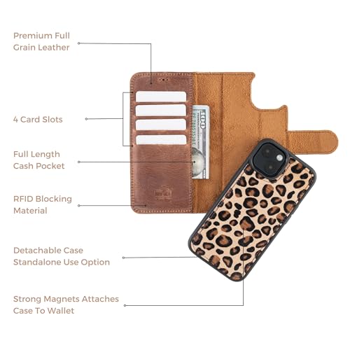 Node Leather Case for iPhone 13 with MagSafe Compatibility, Genuine Leather Wallet Case for iPhone 13 with Card Holder, Detachable Magnetic Flip Cover, RFID Blocking, Black by Node Leather - Image 4