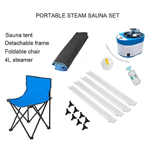 ZONEMEL Full Size Portable Steam Sauna Kit, Personal Full Body Home Spa for Detox, Relaxation, 4 Liters 1500 Watt Steamer, Remote Control, Timer, Foldable Chair (L31.5 x W31.5 x H55.1, 3 Windows)